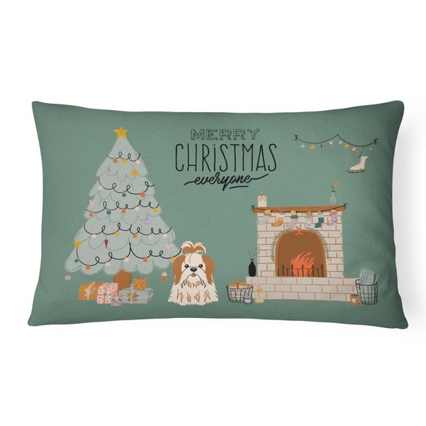 Carolines Treasures Carolines Treasures CK7650PW1216 12 x 3 x 16 in. Red White Shih Tzu Christmas Everyone Canvas Fabric Decorative Pillow CK7650PW1216